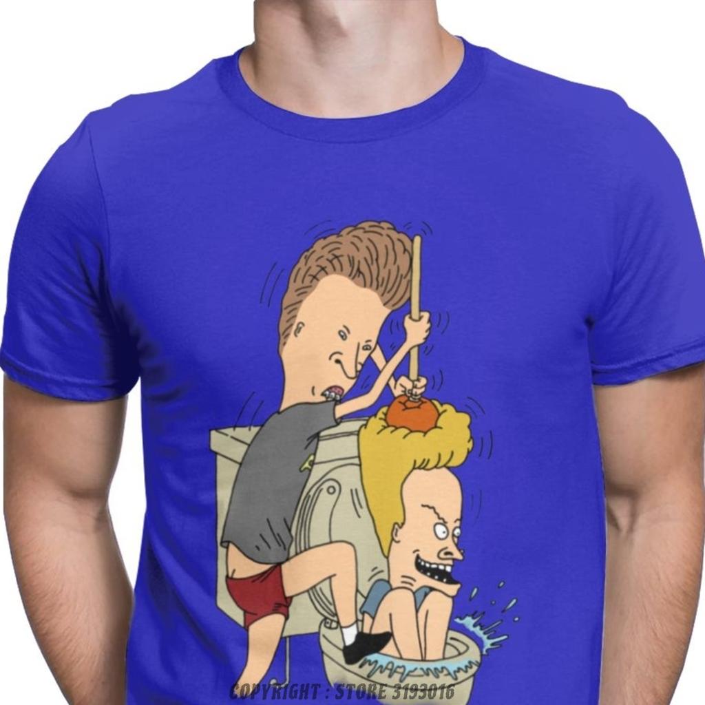 Beavis Butthead Toilet Fun TShirts Aesthetic Men Cartoon Rock Comic Punk Metal Funny Christmas Tees T Shirts Homme