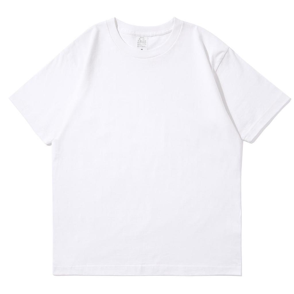 400g Heavyweight Pure White Long-Staple Cotton Summer Short-Sleeve Loose Crew Neck Base Layer T-Shirt