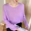 Mulberry Silk V-neck Sweater: Soft, Lightweight Velvet Knit, Women's Loose Fit for Autumn/Winter.