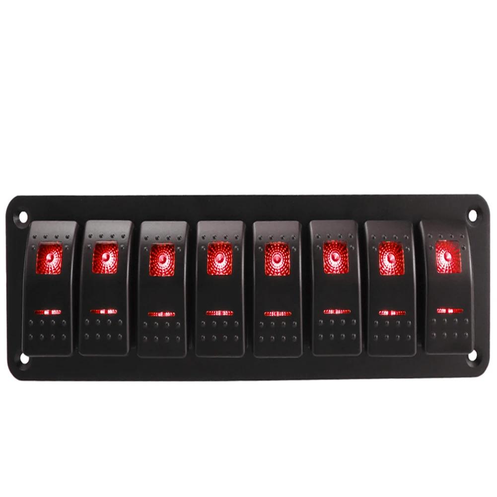 Universal Marine Boat 2/3/4/5/6/ 8 Group Rocker Switch Panel 5-pin Switches for 12V/24V Cars Trailers Red Green Indicator Light