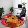 1pc Capybara Print Chair Carpet for Office, Round Non-Slip Durable Large Size Office Carpet, Suitable for Office, Beautiful Decoration