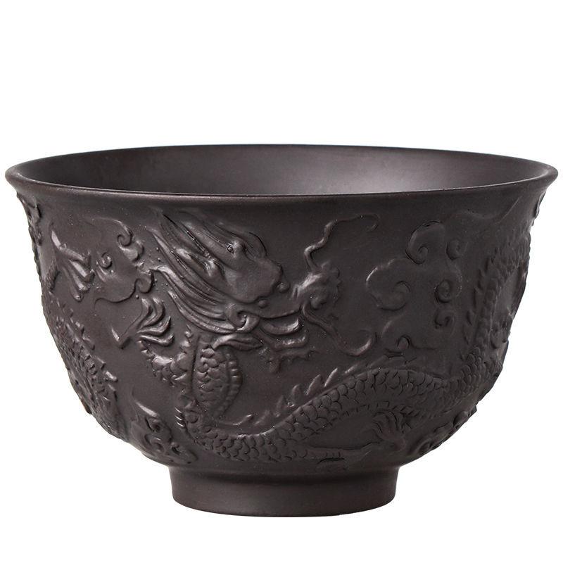 230ml Zisha Bowl Handmade Tea Set Tea Bowl Chinese Style Dragon Pattern Ceramic Clay Kettle Gift Birthday Present Decorations