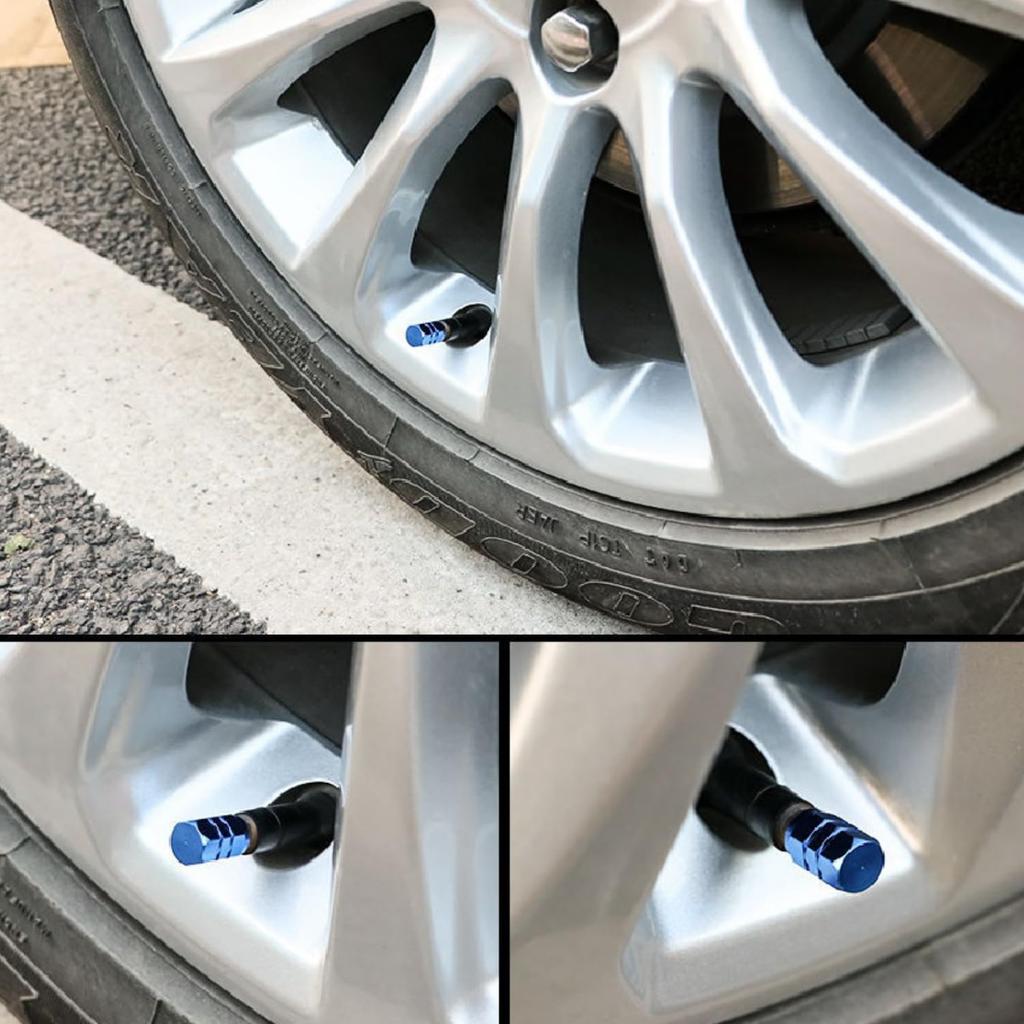 SowKow 4pcs Black Aluminum Alloy Air Valve Caps Light Weight High Hardness Corrosion Resistant Black