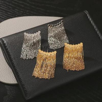 Silver Needle Fashion Metal Tassel Earrings - Chic European & American Design for Women