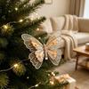 Christmas Decoration Item - Realistic Glittering Powder Butterfly Christmas Tree Ornament - Christmas Atmosphere Setting - Realistic Butterfly