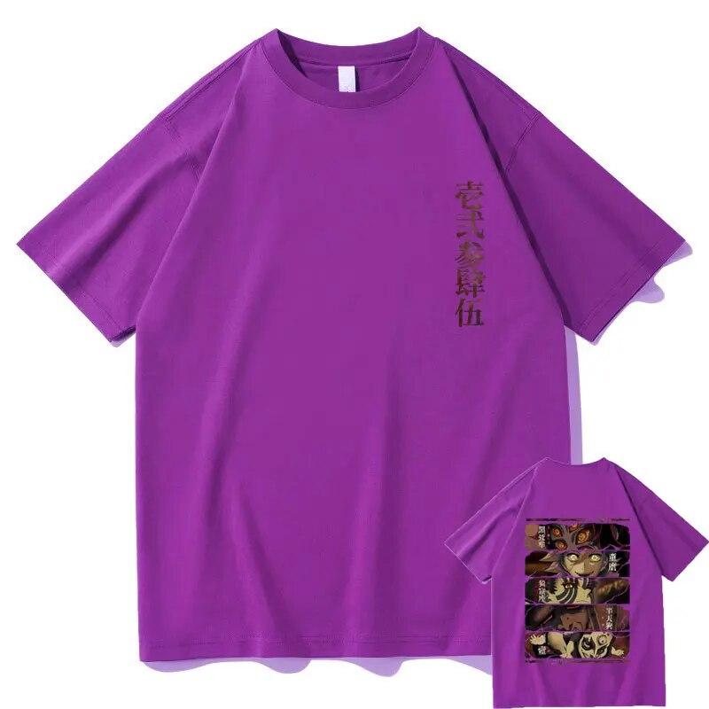 Japanese Anime Demon Slayer Print T-shirt Kokushibo Douma Akaza Hantengu Gyokko Graphic T Shirts Unisex Women Manga Oversized Tees