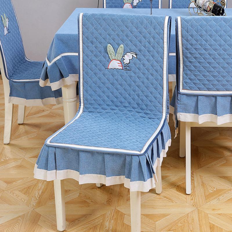 Thickened Chair Cover Solid Color Plaid Cartoon Pattern Soft Stain-Resistant Dining Cover Home Washable Odorless Chair Protector 1 pc синий 3400₽