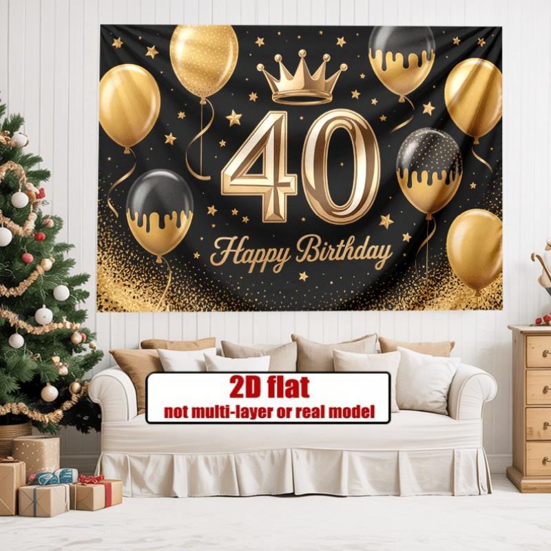 Party Backdrop 40Th Birthday Crown Flat Golden Balloons Multi Family Weddings Birthdays Photo Booth Decor Front Door Decor