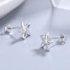 S925 Sterling Silver Korean Style Flower Earrings Simple and Fresh Female Earrings Student Anti-Allergy Earrings Silver Accessories