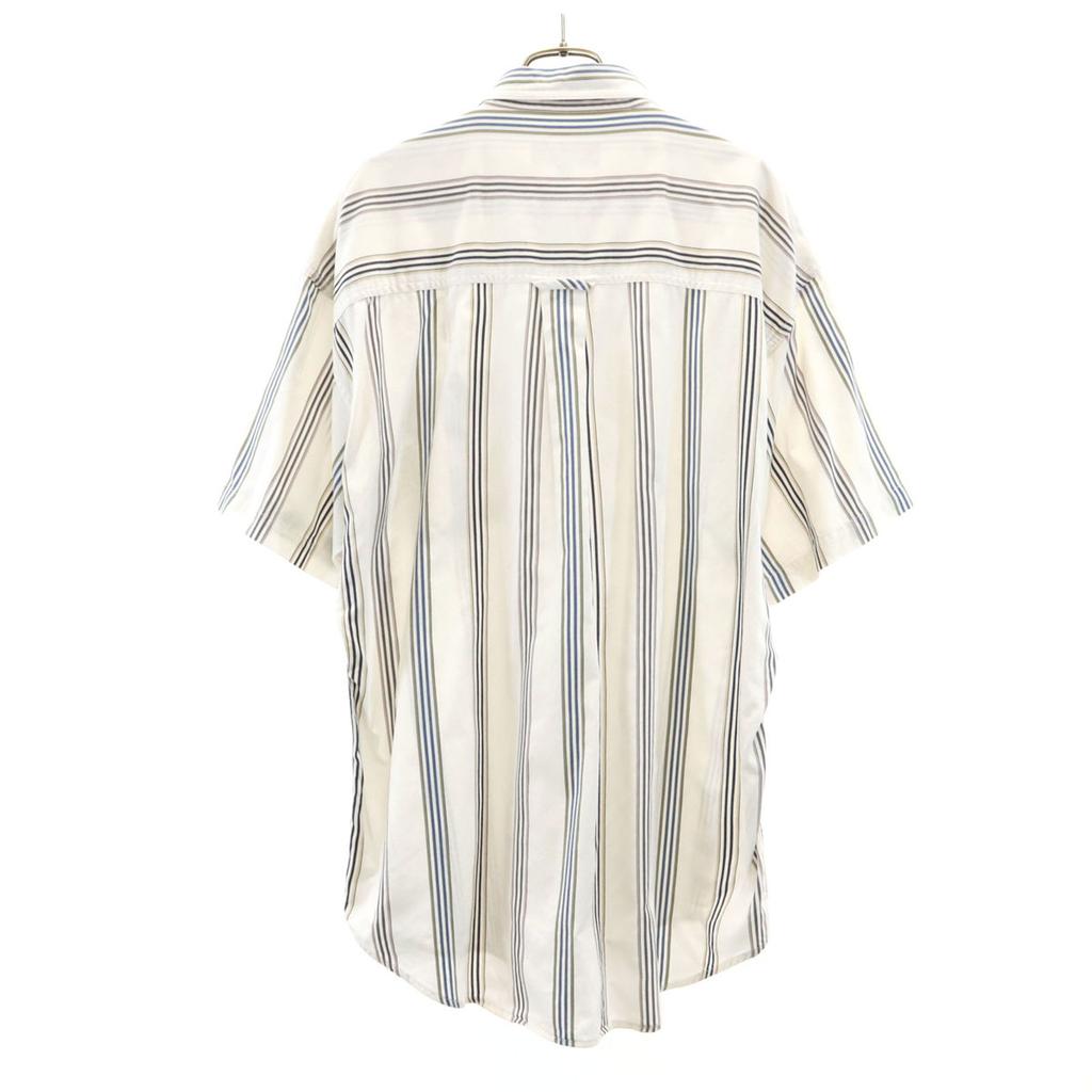 CHAPS RALPH LAUREN Striped Pattern Short Sleeve Button Down Shirt L White Men's Used