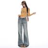 American Retro Old Micro-pull Jeans Women's Autumn New Low-rise Loose Wide-leg Thin Flared Pants