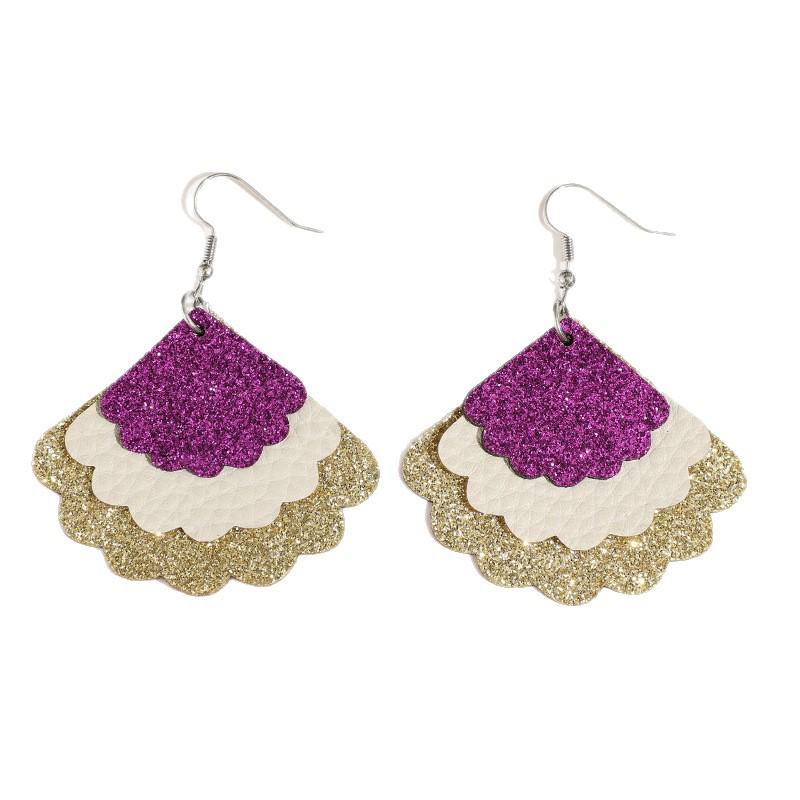 Multi-Color Fan Lace Leather Retro Style Earrings