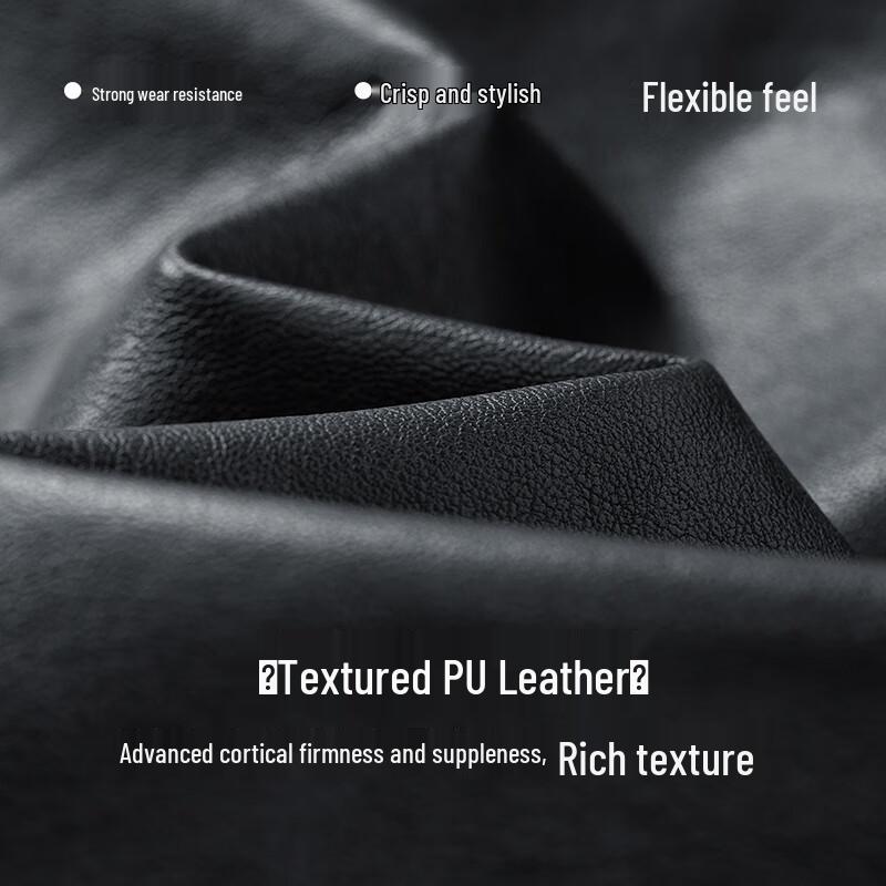 VANCAMEL Men's Retro Lapel Faux Leather Jacket