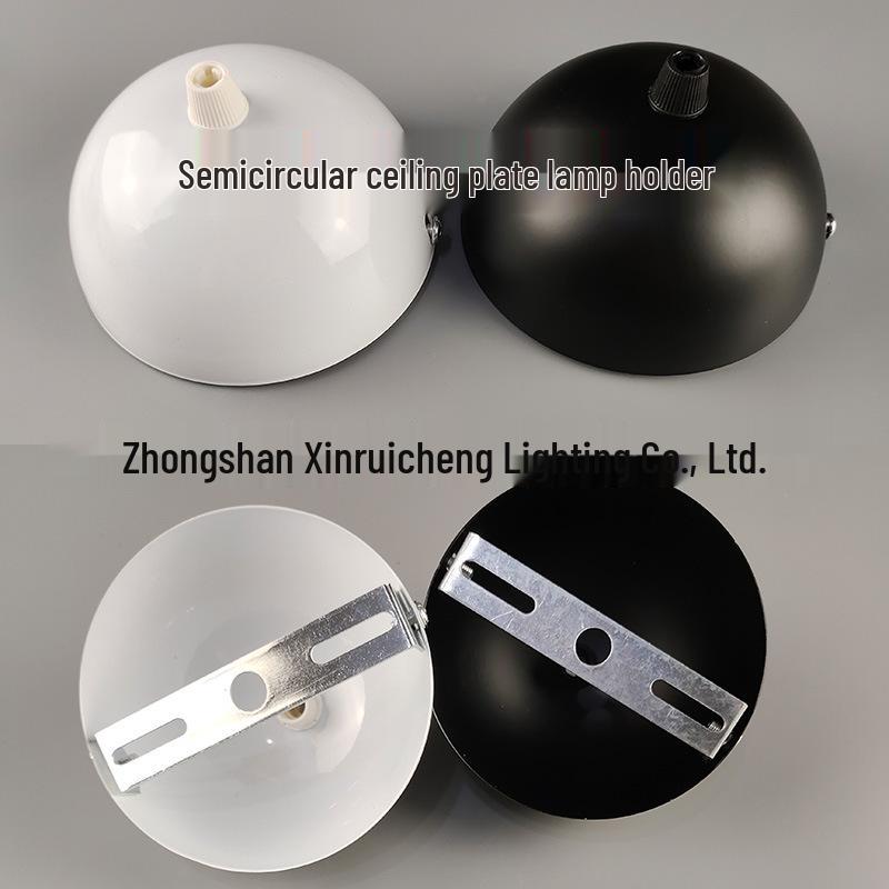 Hemispherical Black and White Pendant Light Base with Arc-Shaped Ceiling Plate