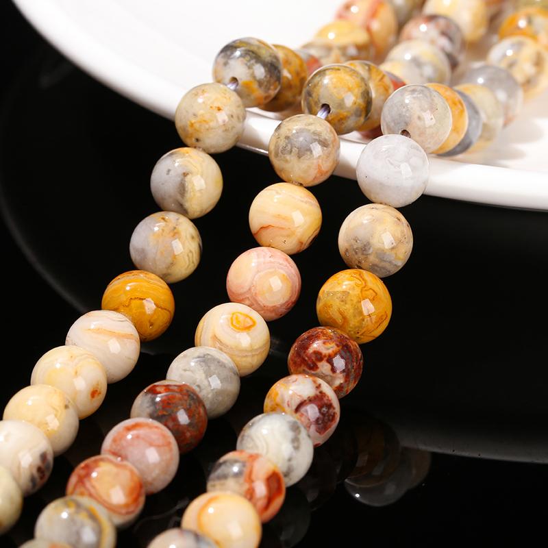 Natural Stone Crazy Lace Agate Bead Round Loose Spacer 4 6 8 10mm Beads For Jewelry Making Diy Necklace Bracelet Accessory 15"