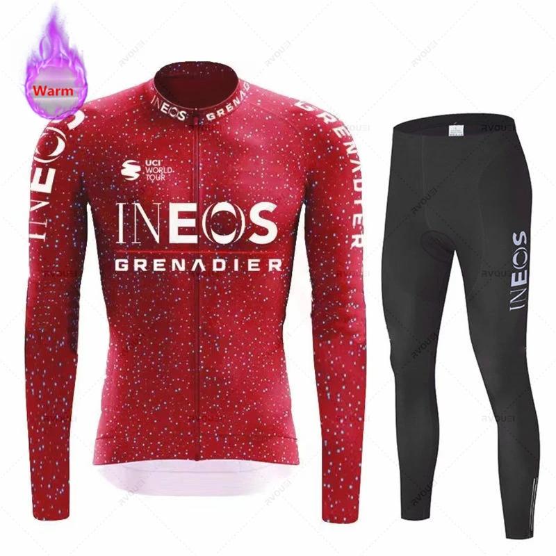 Conjunto de Maillot de Ciclismo de Manga Larga de Forro Polar de Invierno Equipo Granadero Ropa para Bicicleta de Montaña Ropa Ciclismo Traje de Bicicleta de Carreras