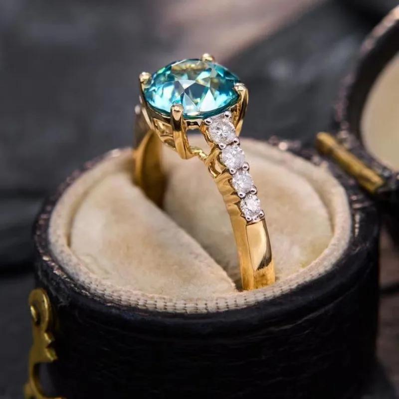 Luxurious and elegant pigeon blood red artificial tourmaline sapphire colored Zircon ring, women's ring accessory