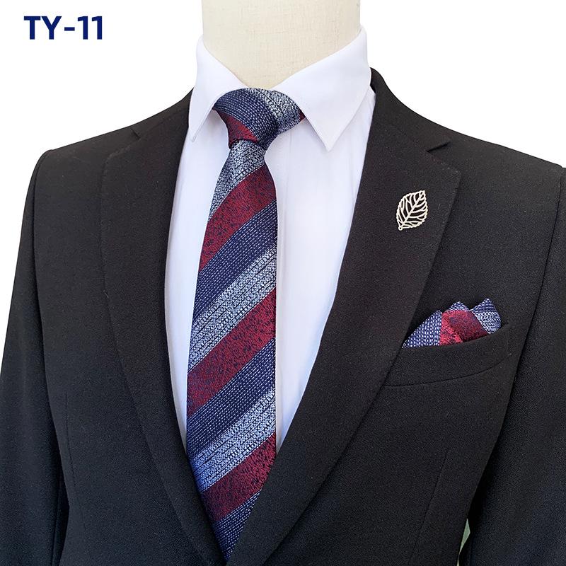 2025 Men's Wide Stripe Business Tie & Pocket Square Set with Gift Box