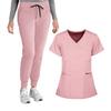 Women's Loose And Comfortable V-neck Short Sleeved Workwear With Top And Beauty Suit Set