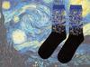 Cansok Cotton Socks featuring Starry Mona and Great Waves Men's 5-Pair Set, Night, Lisa's Smile, Kanagawa's (Famous Paintings)