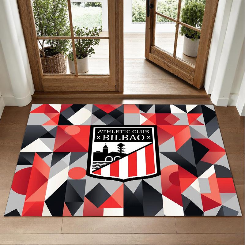 Athletic Bilbao Football Design Crystal Velvet Rug Soft Decorative Mat for Bedroom Entrance