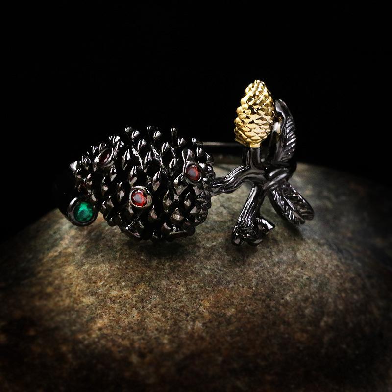 New European and American Hot selling Copper Plated Real Gold Diamond Bud Ring Two color Electroplated Micro set Zircon Ring