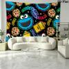 Cookie Monster Cartoon Wall Tapestry Aesthetic Wall Hanging Printed Fabric Blanket Decorative Tapestries for Bedroom Living Room Home Decor