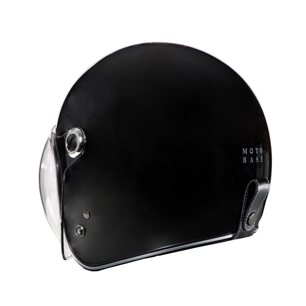 MOTO BASE SG/PSC Standard Motorcycle Vintage Jet Helmet with Shield | MBHL-VJ01S | Black/Free Size (57-60cm)