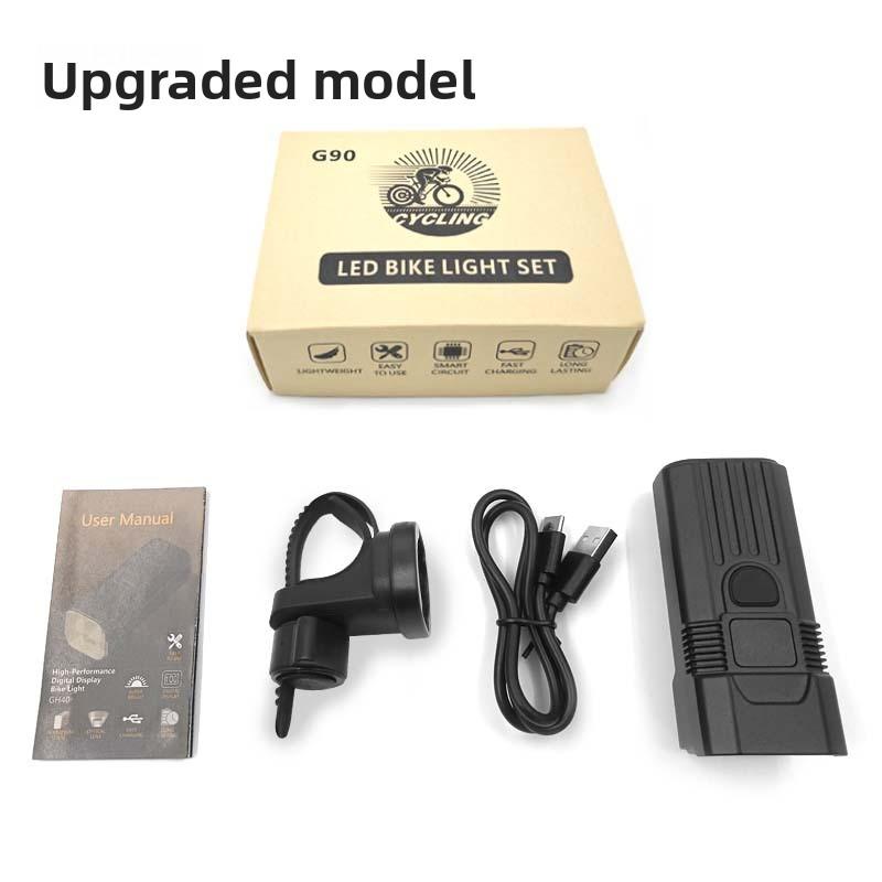 Night Riding Escort, Battery Display, Strong Light, Essential for Riding, Flashlight, High-brightness Long-range Shooting, Rainproof Bicycle Headlight