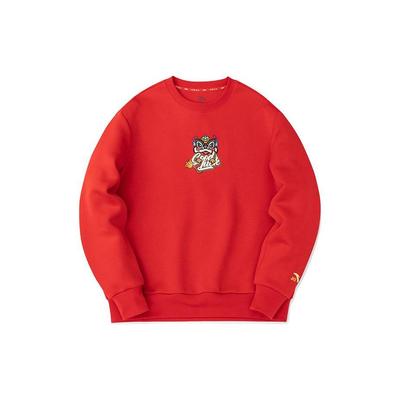 Anta Life Series Löwentanz Print Pullover Langarm Sweatshirt Unisex Oberteile Rot 152318716-1