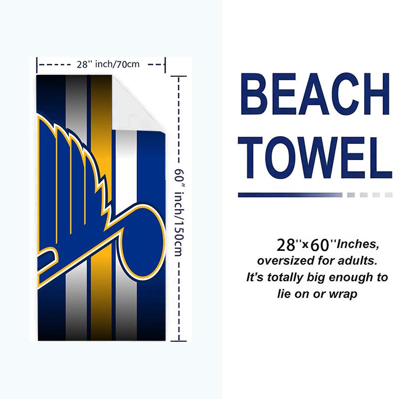 St. Louis Blues Aufdruck Strandtuch, Großes Weiches Schnelltrocknendes Handtuch für Strand Camping Schwimmen