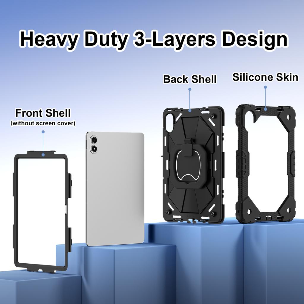 Tablet Case For Xiaomi Redmi Pad 2 Pro Silicone + PC Hand Grip Kickstand Cover with Shoulder Strap