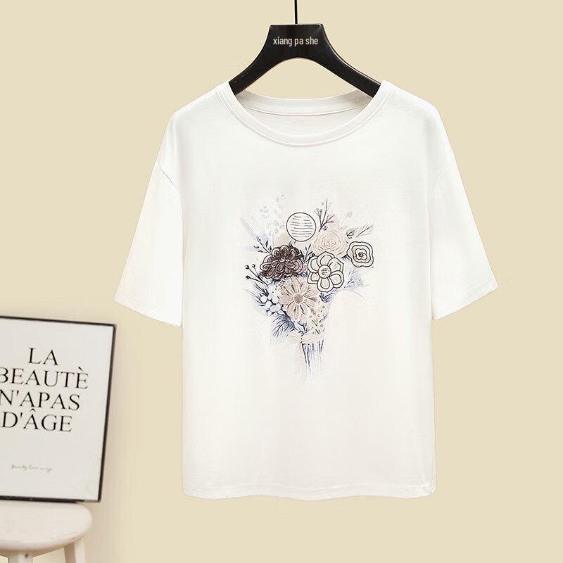 Sibaishe Women's Summer Color Block Print T-Shirt