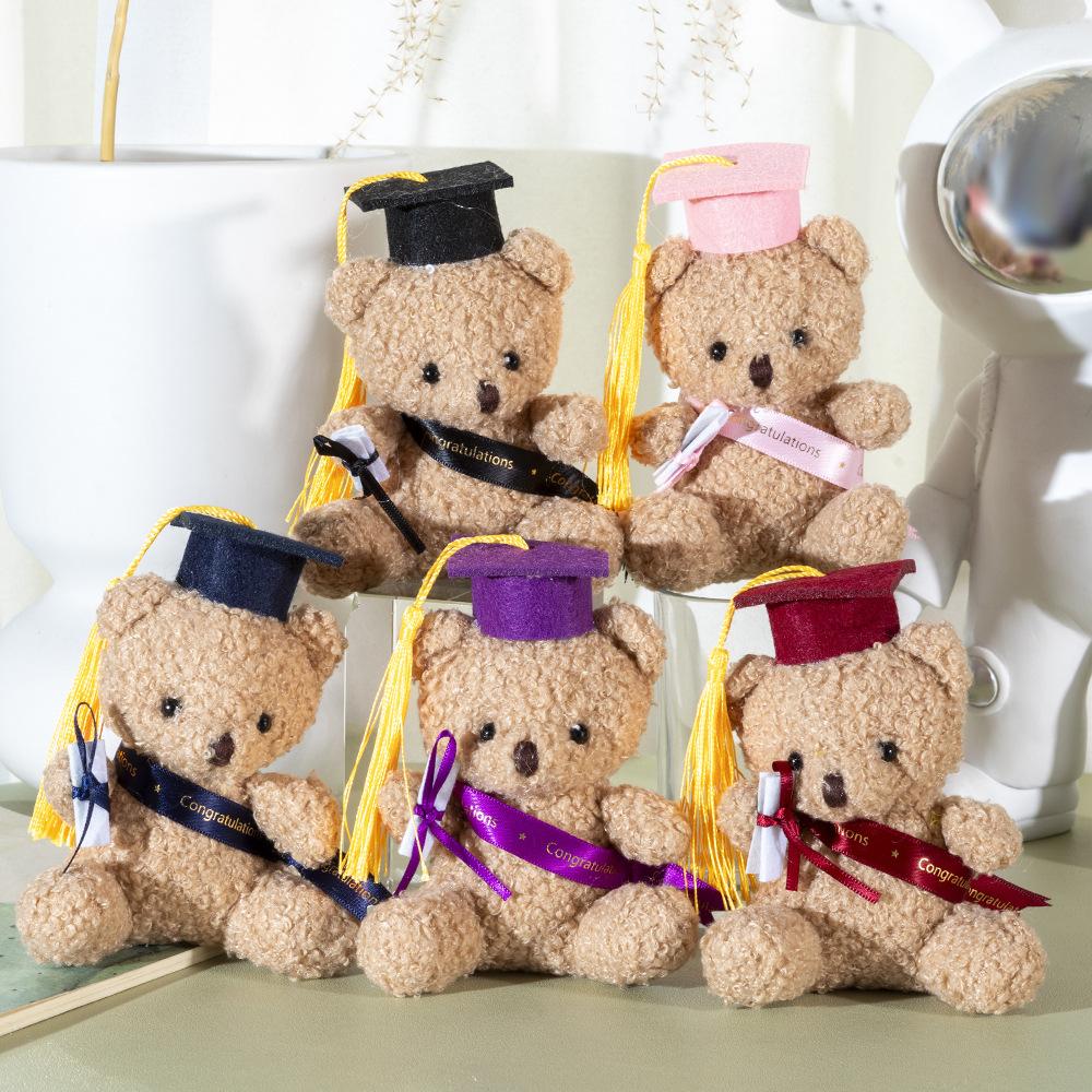 30 Stück/Los 12cm Abschlussbär Plüsch Schlüsselanhänger Spielzeug Doktorbär Puppe Kleine Anhänger Schlüsselanhänger Geschenke brown