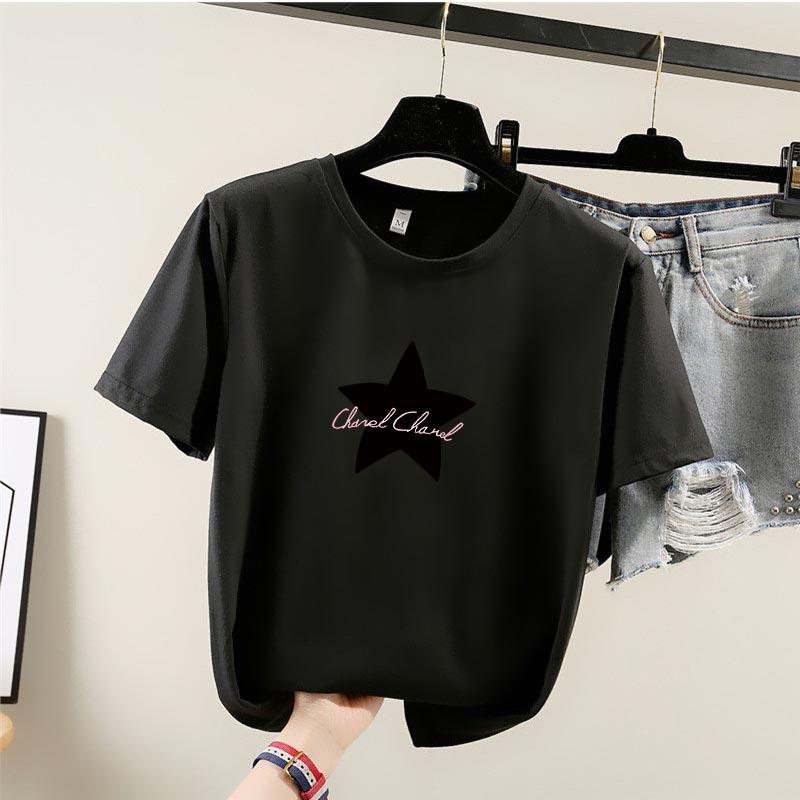 2025 Sommar Casual lös student T-shirt Dam t-shirts Harajuku grafiskt tryck Kortärmade T-shirts Dam Y2k Toppar