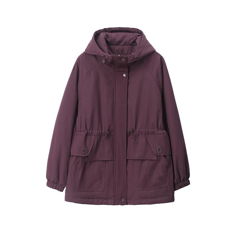 Plus Size Women's Korean Style Parka: 2024 Winter Fleece-Lined, Loose, Slimming Cotton Coat for Moms