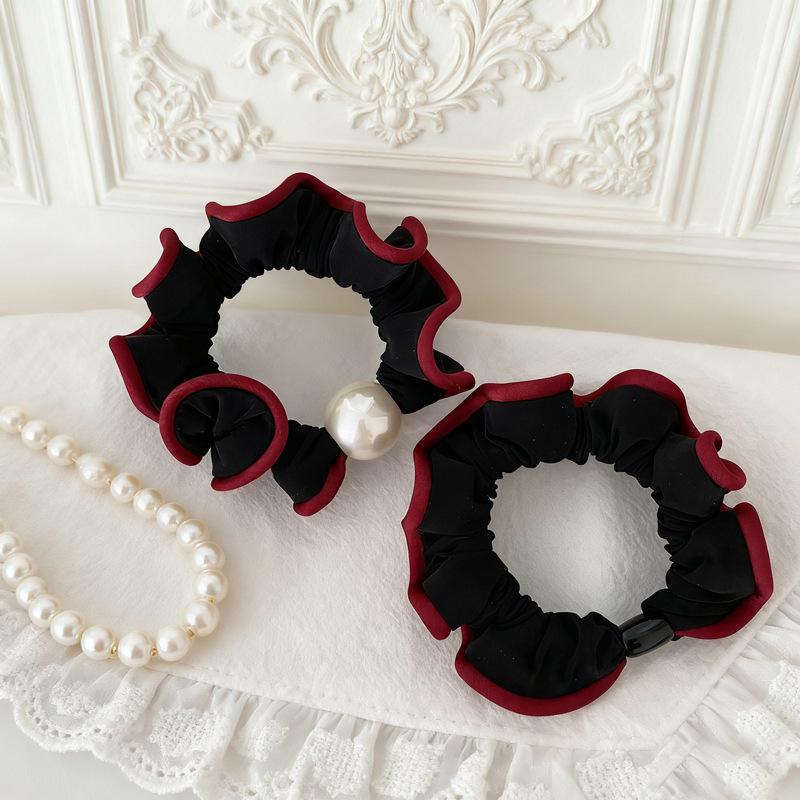 Korean Retro Pearl Hair Tie: Non-Damaging Wood Ear Style for Low Ponytails