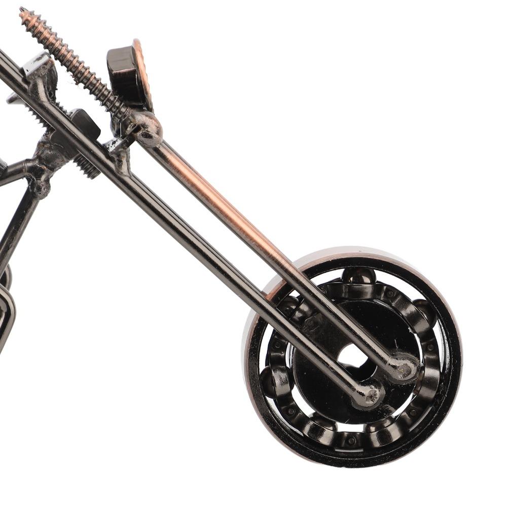 Movable Wheel Metal Motorcycle Model Handcrafted Metal Motorcycle Sculpture Home Decor