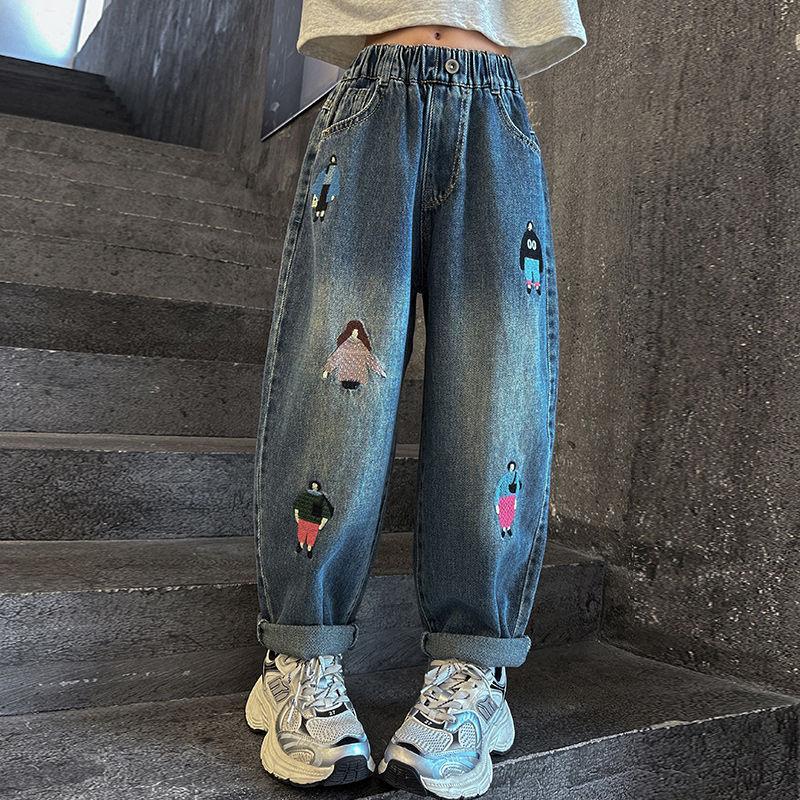 Girls' Pants Casual Jeans Spring and Autumn Wide Leg Pants Children's Loose Pants