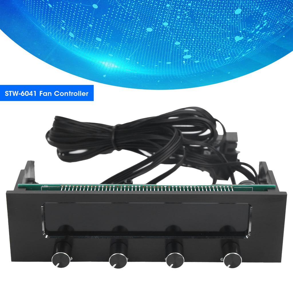 STW‑6041 Fan Controller for Computer CPU Multifunctional 4 Channel Front Panel LCD Display