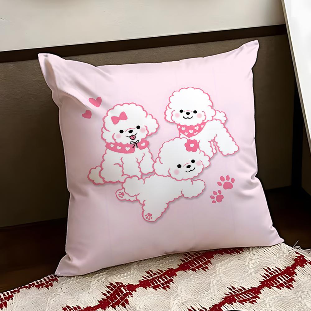 Curly Bichon Frise Pattern Cushion Cover Reversible Soft Durable Pillow Cover Home Car MultiScene Use for Daily Comfort