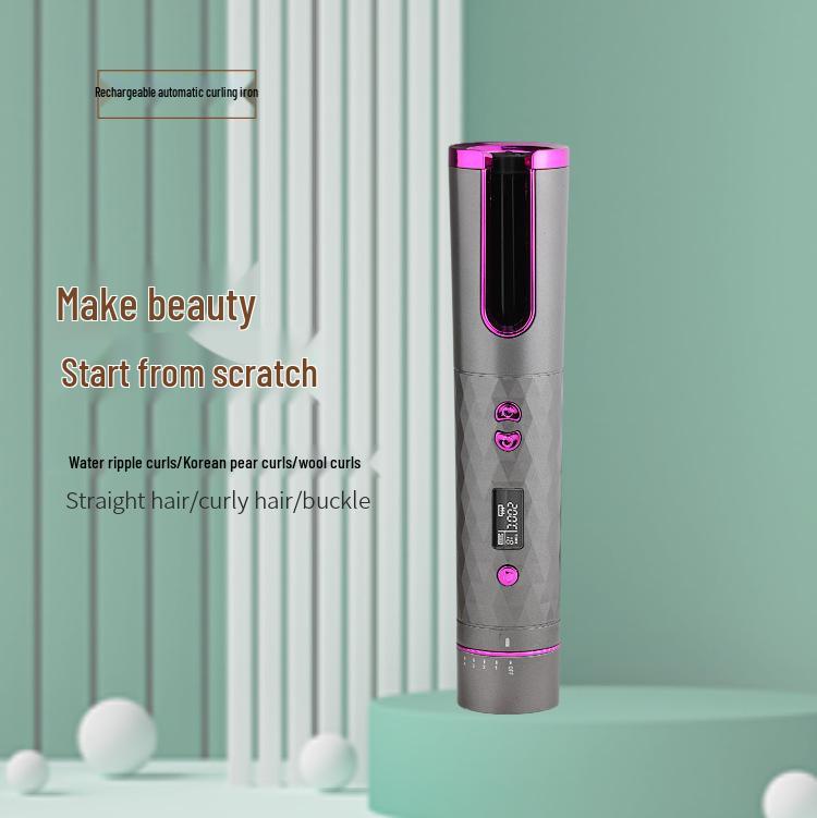 Wireless Automatic Rotating Curling Iron - Portable, Intelligent, Anti-Scald, Hair-Friendly LCD Device
