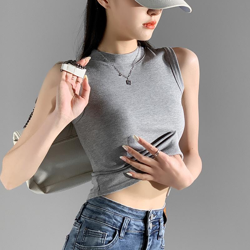 Elegance Stylish Vest Round Neck Camisole Undershirt Female Summer Thin Section Outside Wear Inside The Threaded Bottoming Shirt Slim Sleeveless Tops