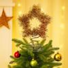 Tinsel Fringe Christmas Tree Topper Metallic Golden Star/Moon/Heart Christmas Treetop Ornament for Xmas Tree Decoration Holiday Party Supplies