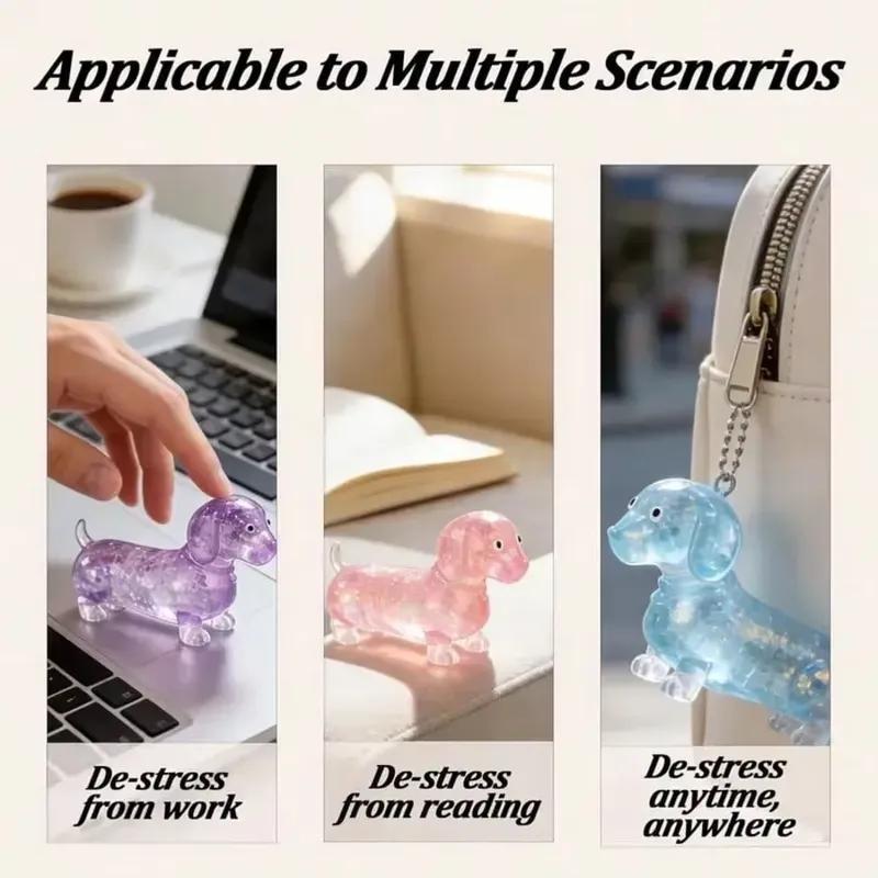 4 Pcs Anxiety Squishies Fidget Toys - Upgraded Ly Dachshund Gel Stretch Ball, Cute Mini Sausage Dog Stress Relief Toy