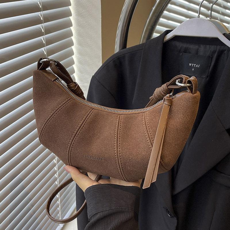 New niche croissant bag women's splicing casual simple messenger dumpling bag daily commuter mobile phone bag