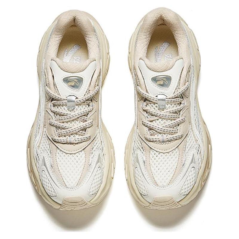 Anta Star Moon Cushioning Slip Resistant Height Increasing Low Top Casual Shoes Women's Ecru Sneakers
