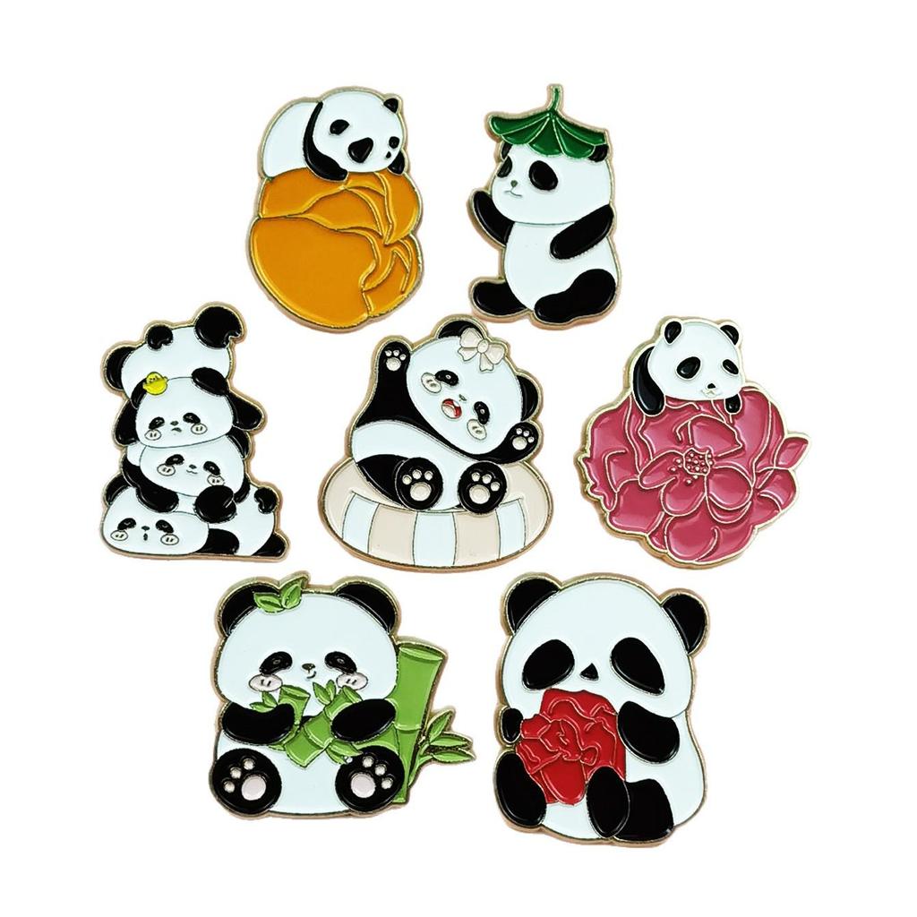 Panda Cartoon Brooch - Cute Metal Badge for Children's Bags & Clothing