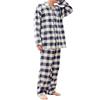 Kodawari Anminkan Men’s Imabari Cotton Pajamas, Long-Sleeve Top and Pants, Large Check, L