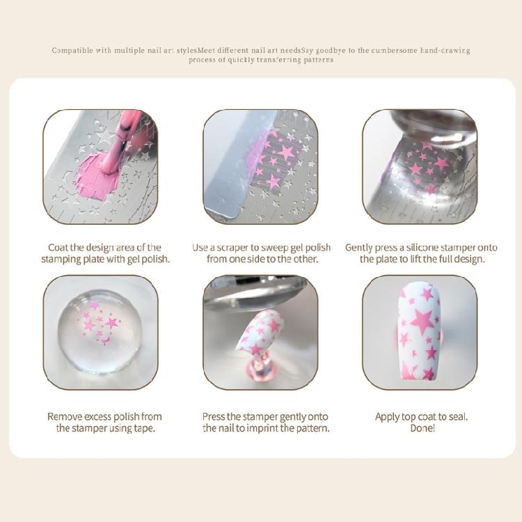 Multifunctional Stainless Steel Nails Plate Heart Themed Manicure Stamping Plate Perfect for Home and Salon Manicure Use